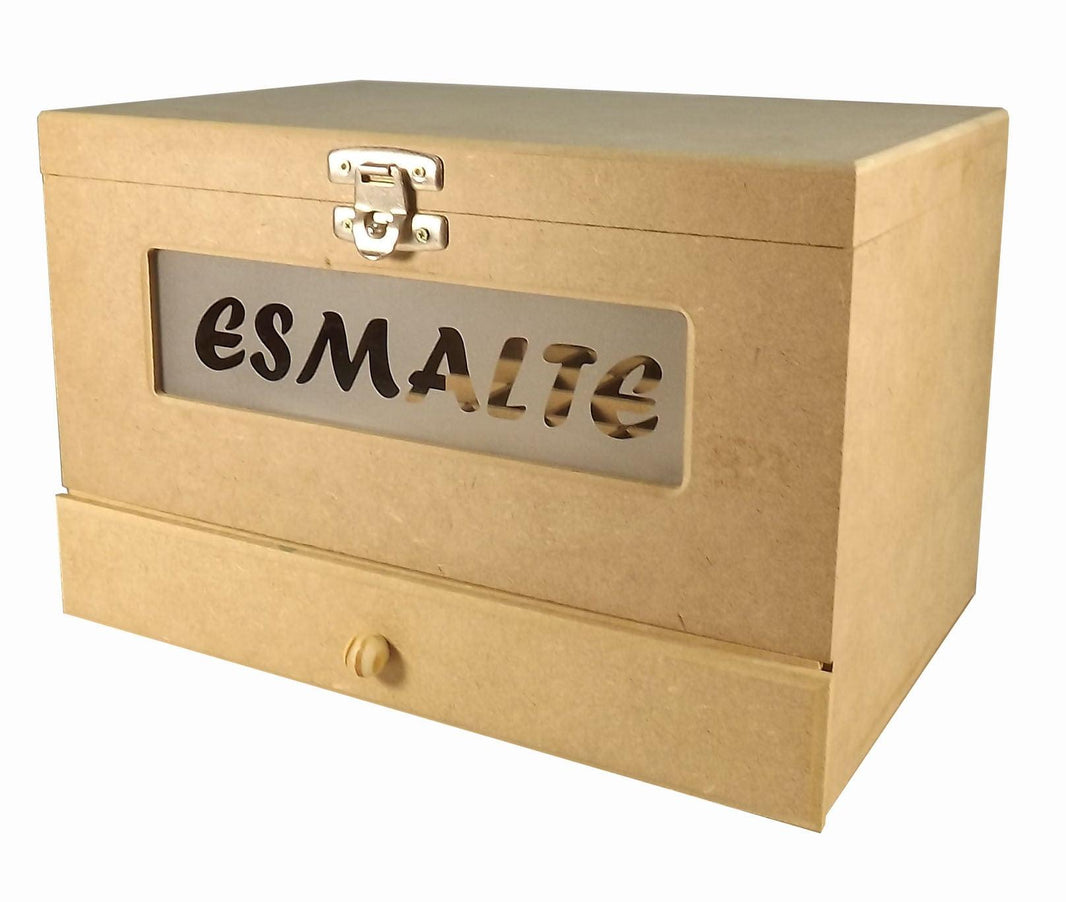 Caixa em MDF Esmalte com Gaveta Vidro com 37 Divisões 19,5x30x20cm - Palácio da Arte