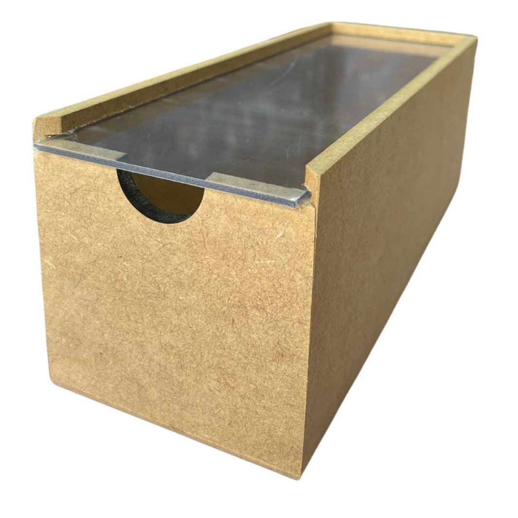 Caixa em MDF Estojo Duplo com Tampa Acrilica 25x10x10cm - Palácio da Arte