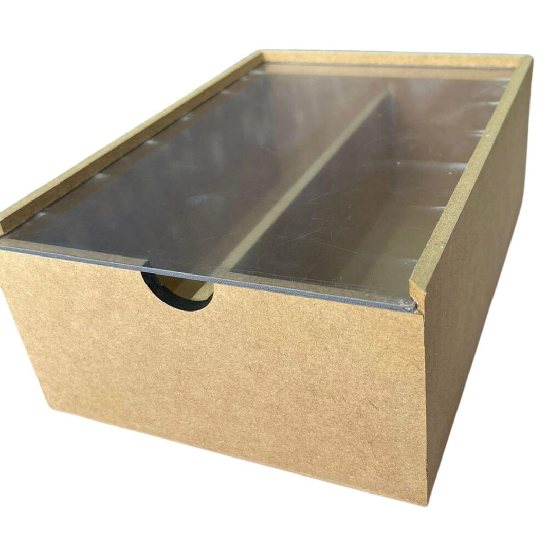 Caixa em MDF Estojo Duplo com Tampa Acrilica 25x18x10cm - Palácio da Arte