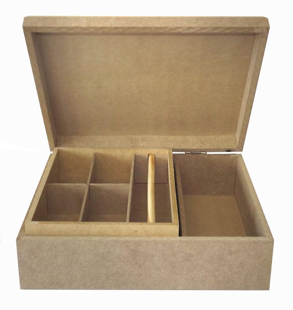 Caixa em MDF Requinte com bandeja Tupiada e Divisões 30x26x10cm - Palácio da Arte