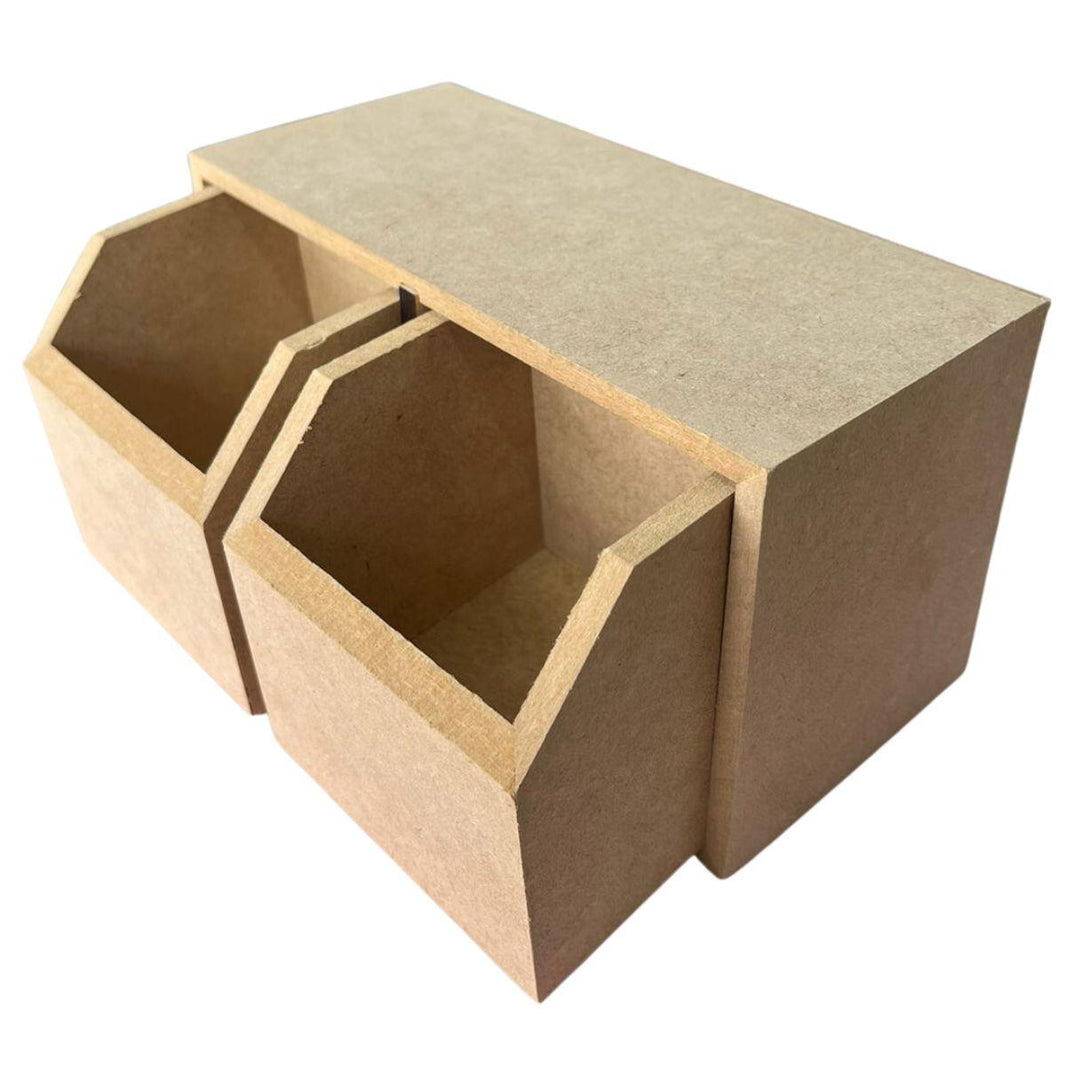 Caixa Organizadora em MDF Chanfrada com 2 Gaveta 20x10x10cm - Palácio da Arte