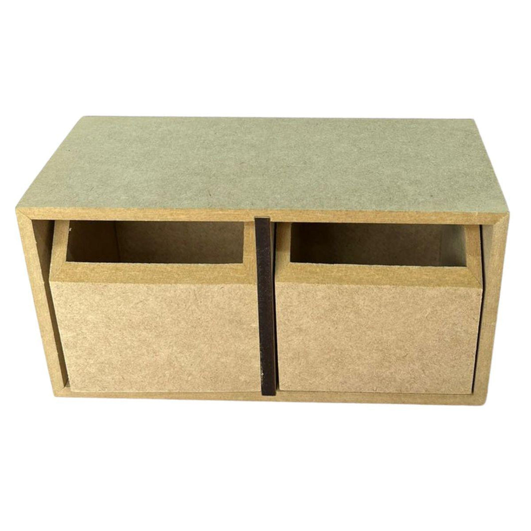 Caixa Organizadora em MDF Chanfrada com 2 Gaveta 20x10x10cm - Palácio da Arte