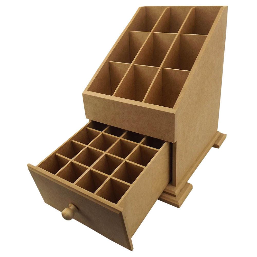 Caixa Organizadora em MDF de Maquiagem com 9 Divisões e 1 Gaveta 25,7x20x23,2cm - Palácio da Arte
