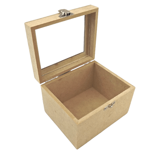Caixa Porta Caneca com Vidro em MDF 10x11x13,5cm para 1 Unidade - Palácio da Arte