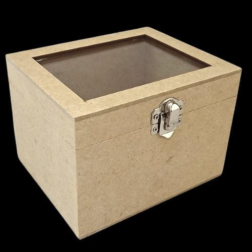 Caixa Porta Caneca com Vidro em MDF 10x11x13,5cm para 1 Unidade - Palácio da Arte