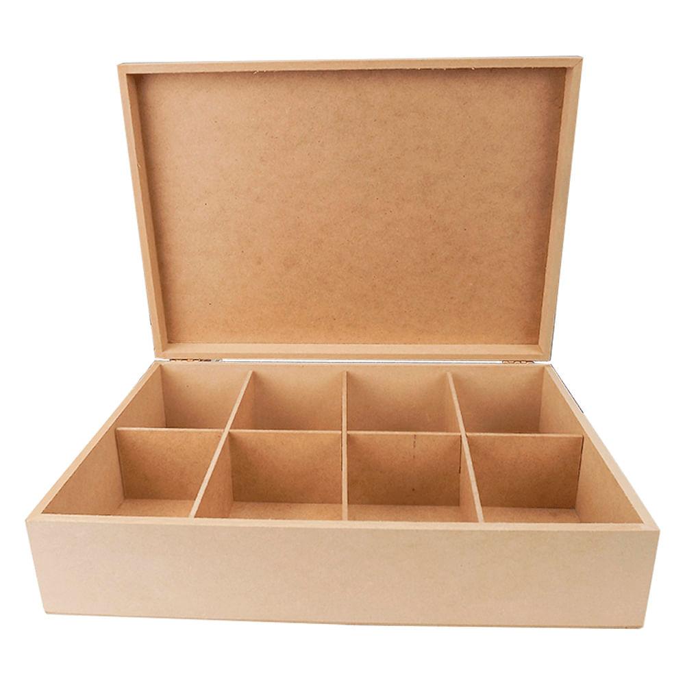Caixa Retangular em MDF com 8 divisões 33,5x24x8,5cm - Palácio da Arte