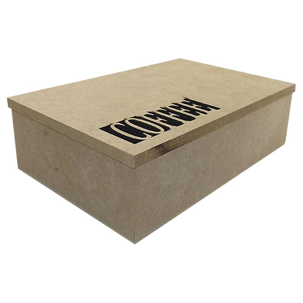 Caixa Retangular em MDF com Dobradiça Coffee 24,7x16,5x7,2cm - Palácio da Arte