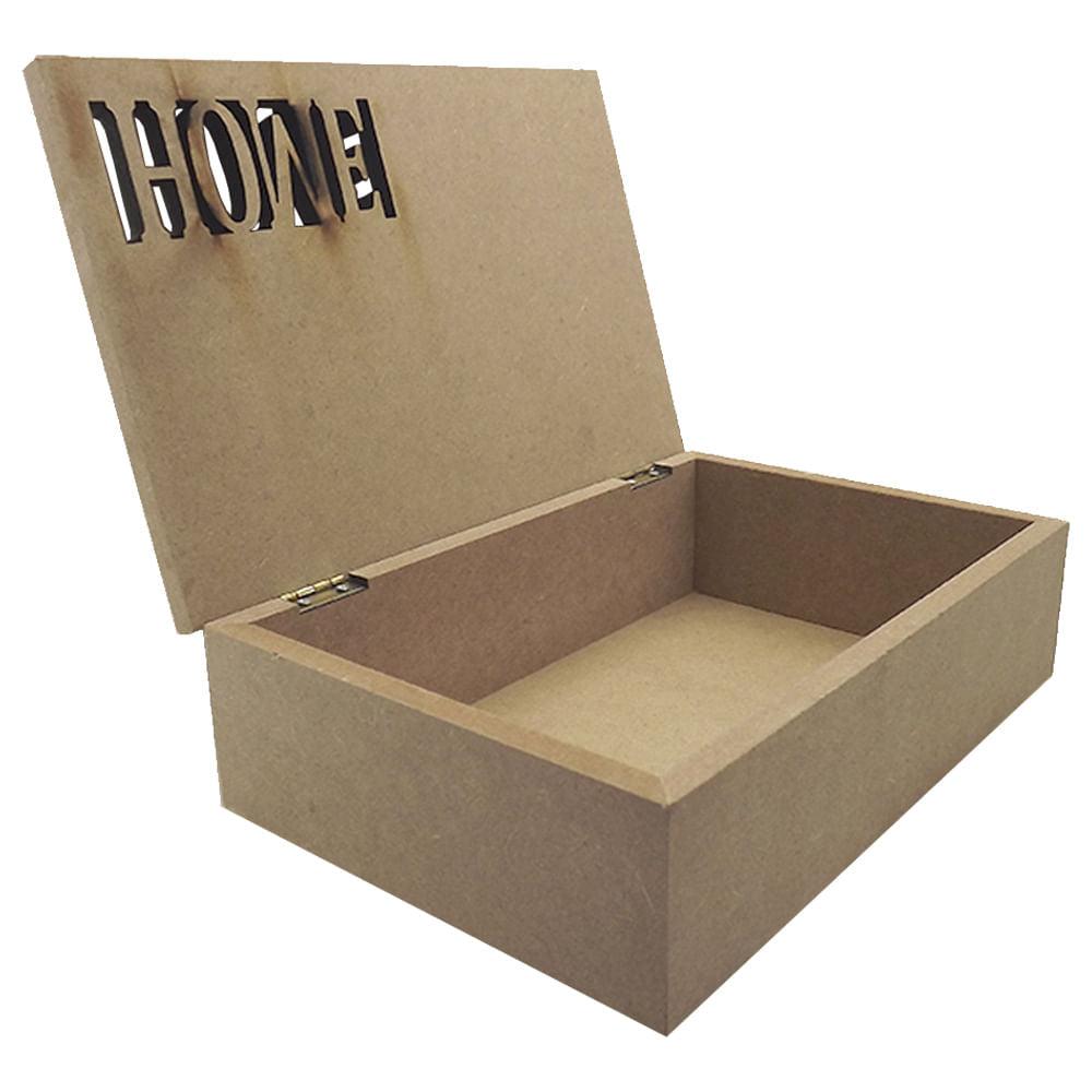 Caixa Retangular em MDF com Dobradiça Home 24,7x16,5x7,2cm - Palácio da Arte