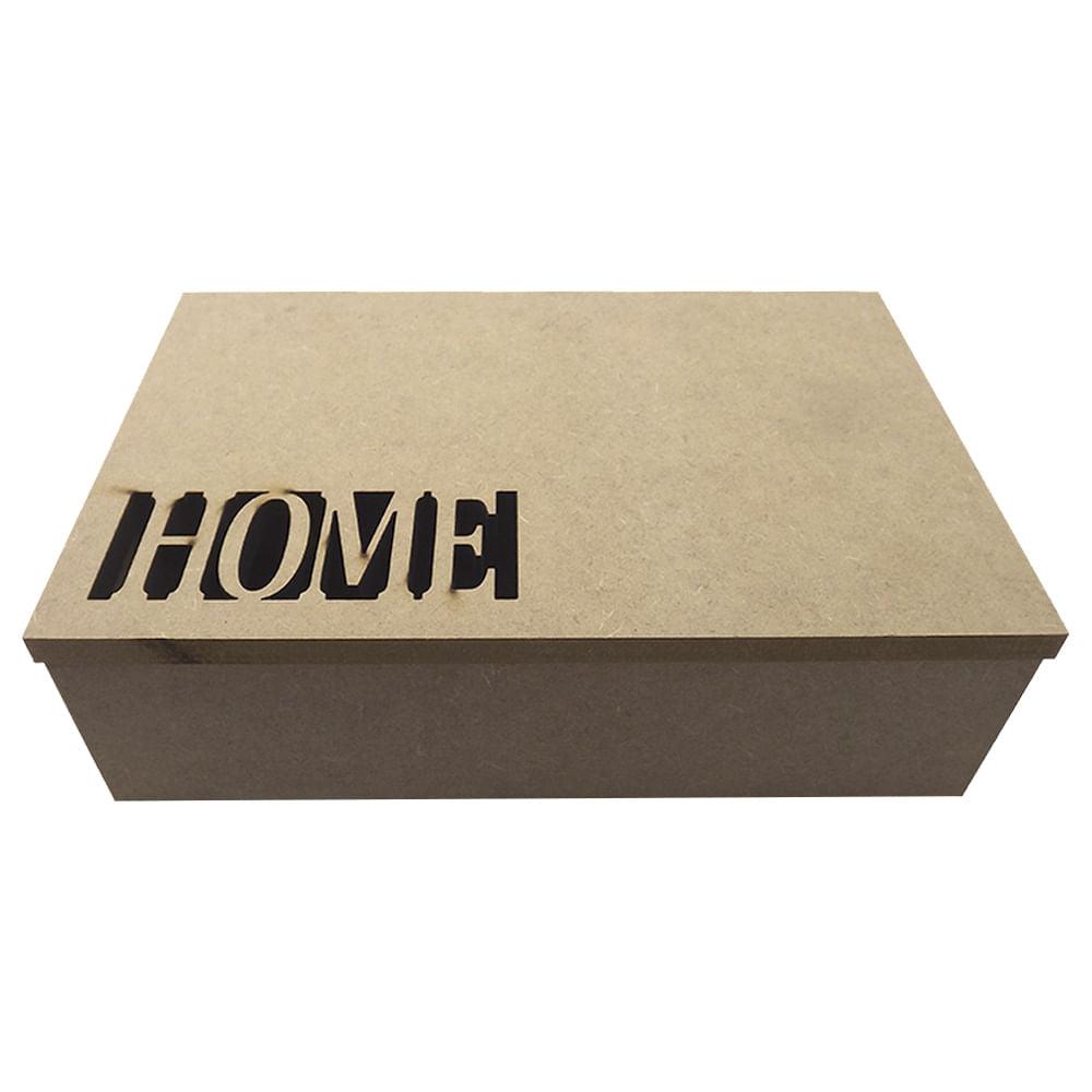 Caixa Retangular em MDF com Dobradiça Home 24,7x16,5x7,2cm - Palácio da Arte