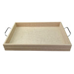 Cesta Frisada Retangular em MDF com Alça de Metal 35x25x5cm - Palácio da Arte