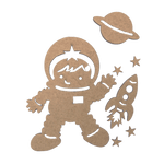 Kit Aplique Astronauta em MDF 7 peças - Palácio da Arte