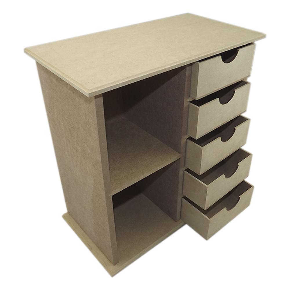 Mini Cômoda em MDF 5 Gavetas 30,3x29,4x15,5cm - Palácio da Arte