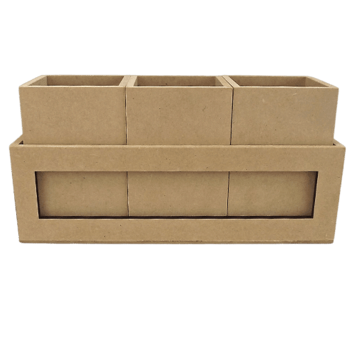 Organizador com 3 Potes em MDF 9x12,5x26cm - Palácio da Arte