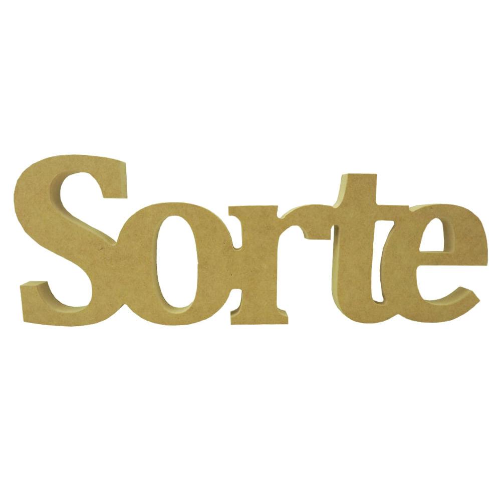 Palavra Enfeite de Mesa Sorte 34x12cm em MDF - Palácio da Arte