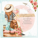 Papel Decoupage Adesiva Litoarte DAX-185 Viajar, Ser Feliz, Contar, Histórias e Recordar 10x10cm - Palácio da Arte