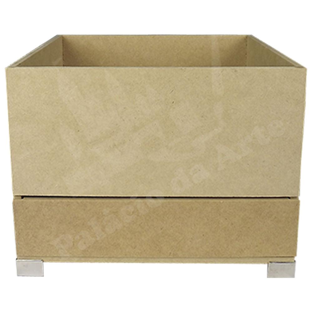 Porta Pratos de Sobremesa e Talheres com Gaveta em MDF com Pés 16,5x21,7x21,7cm - Palácio da Arte