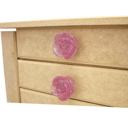 Puxador de Gaveta Flor Rosa 3,5x3,5cm Resina Transparente Rosa - Palácio da Arte