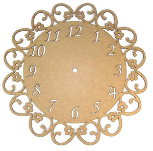 Relógio com Número Trabalhado 17x17cm em MDF - Palácio da Arte