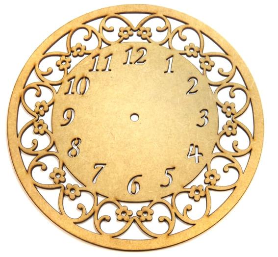 Relógio Margaridas com Número e Borda 33x33cm em MDF - Palácio da Arte