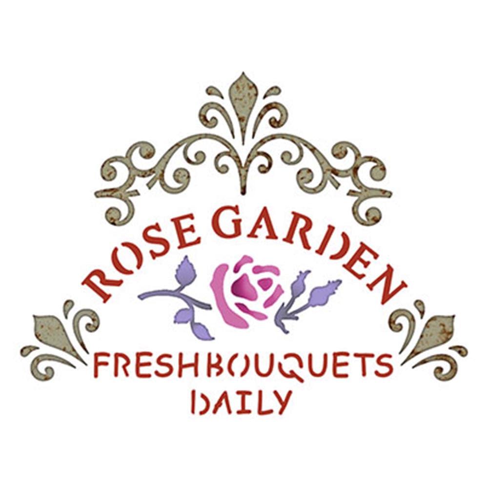 Stencil Litoarte 10x10 STX-321 Selo Rose Garden - Palácio da Arte