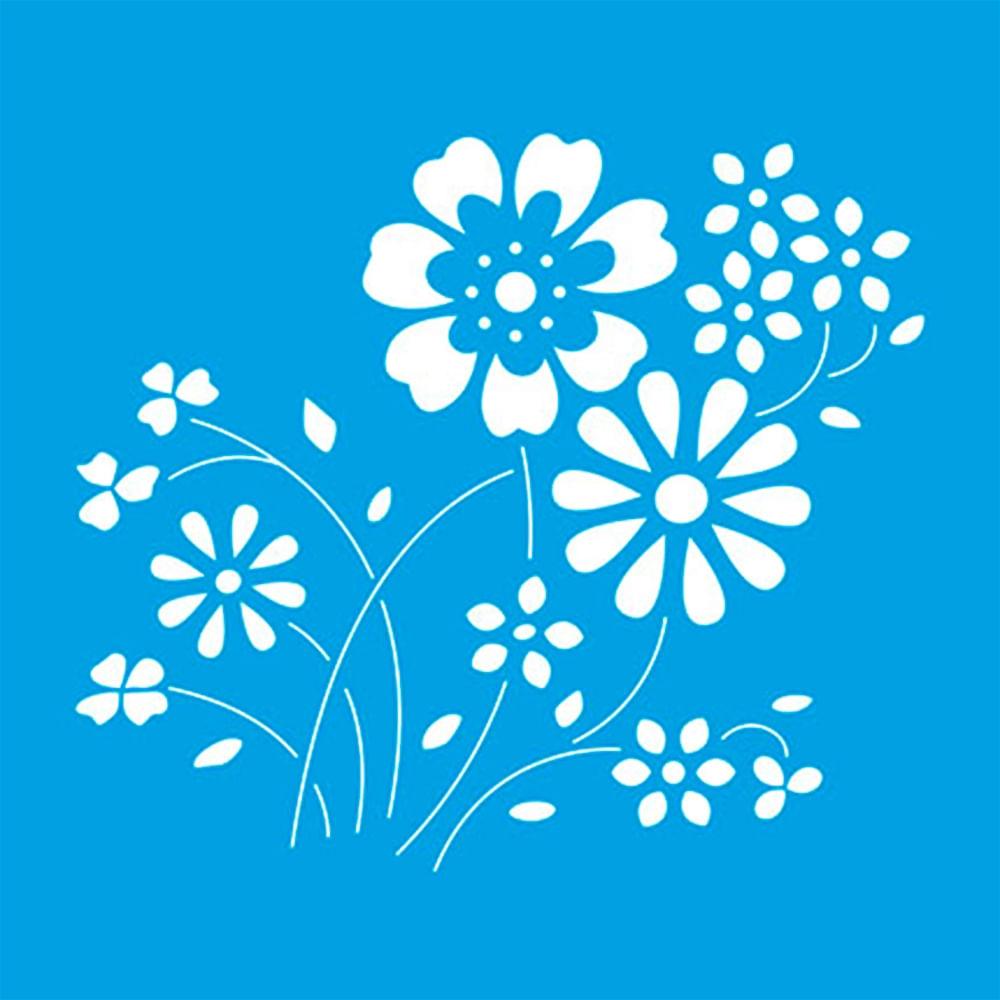Stencil Litoarte 10x10 STX-363 Margaridas e Flores - Palácio da Arte