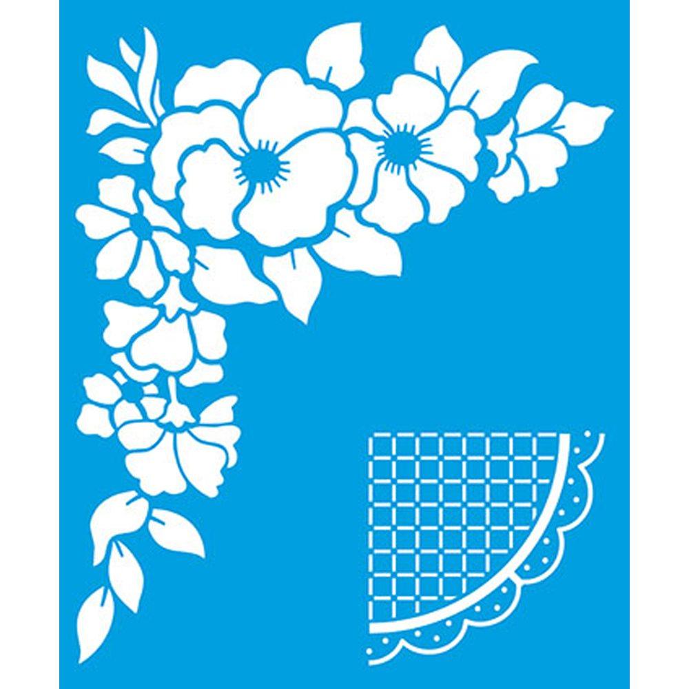 Stencil Litoarte 17x21 STM-359 Cantoneira Flores - Palácio da Arte
