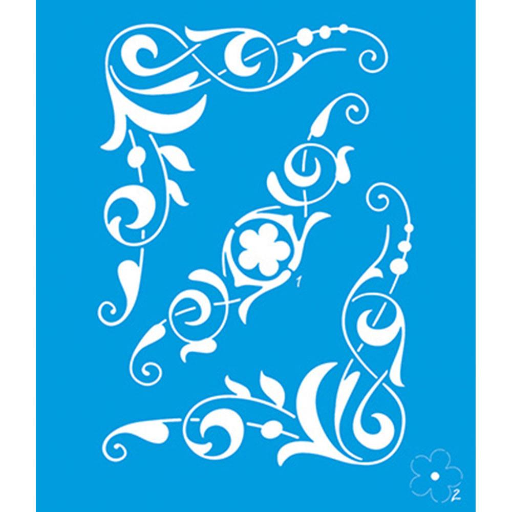 Stencil Litoarte 17x21 STM-648 Arabesco Cantoneira - Palácio da Arte