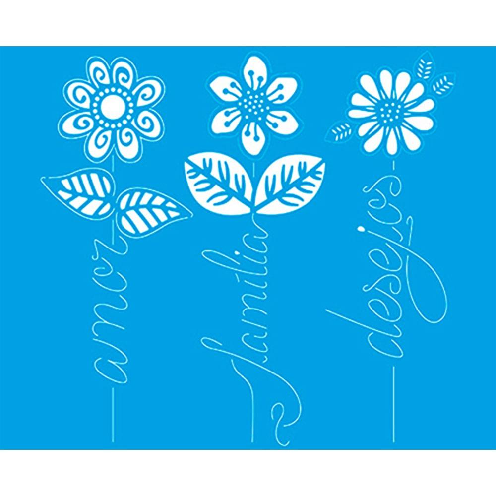 Stencil Litoarte 17x21 STM-671 Flores e Palavras - Palácio da Arte