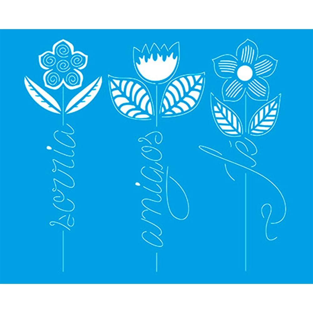 Stencil Litoarte 17x21 STM-672 Flores e Palavras - Palácio da Arte