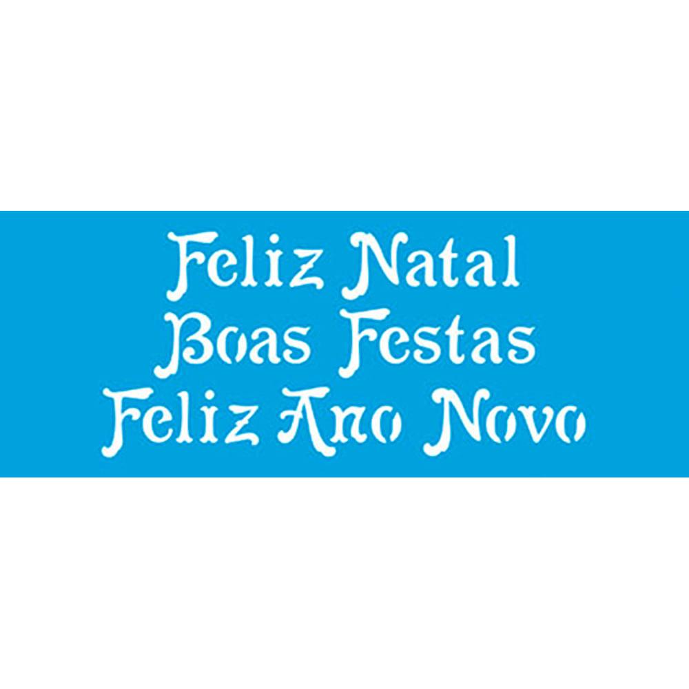 Stencil Litoarte 17x6,5 STNP-008 Feliz Natal e Boas Festas - Palácio da Arte