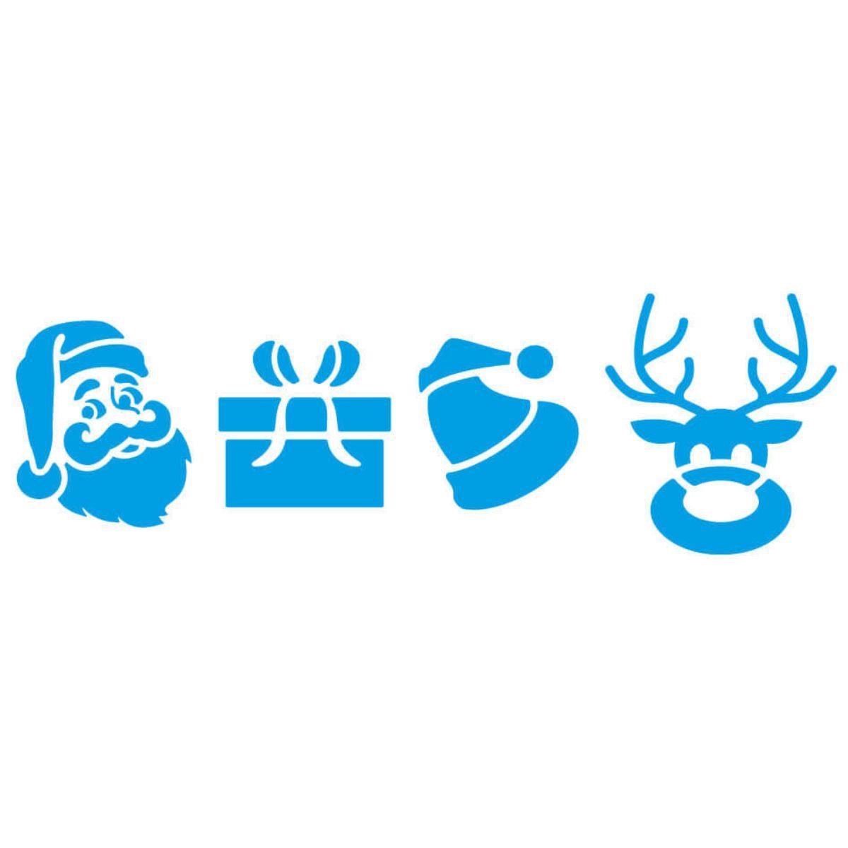 Stencil Litoarte 17x6,5 STNP-018 Natal Papai Noel, Rena, Touca e Presentes - Palácio da Arte