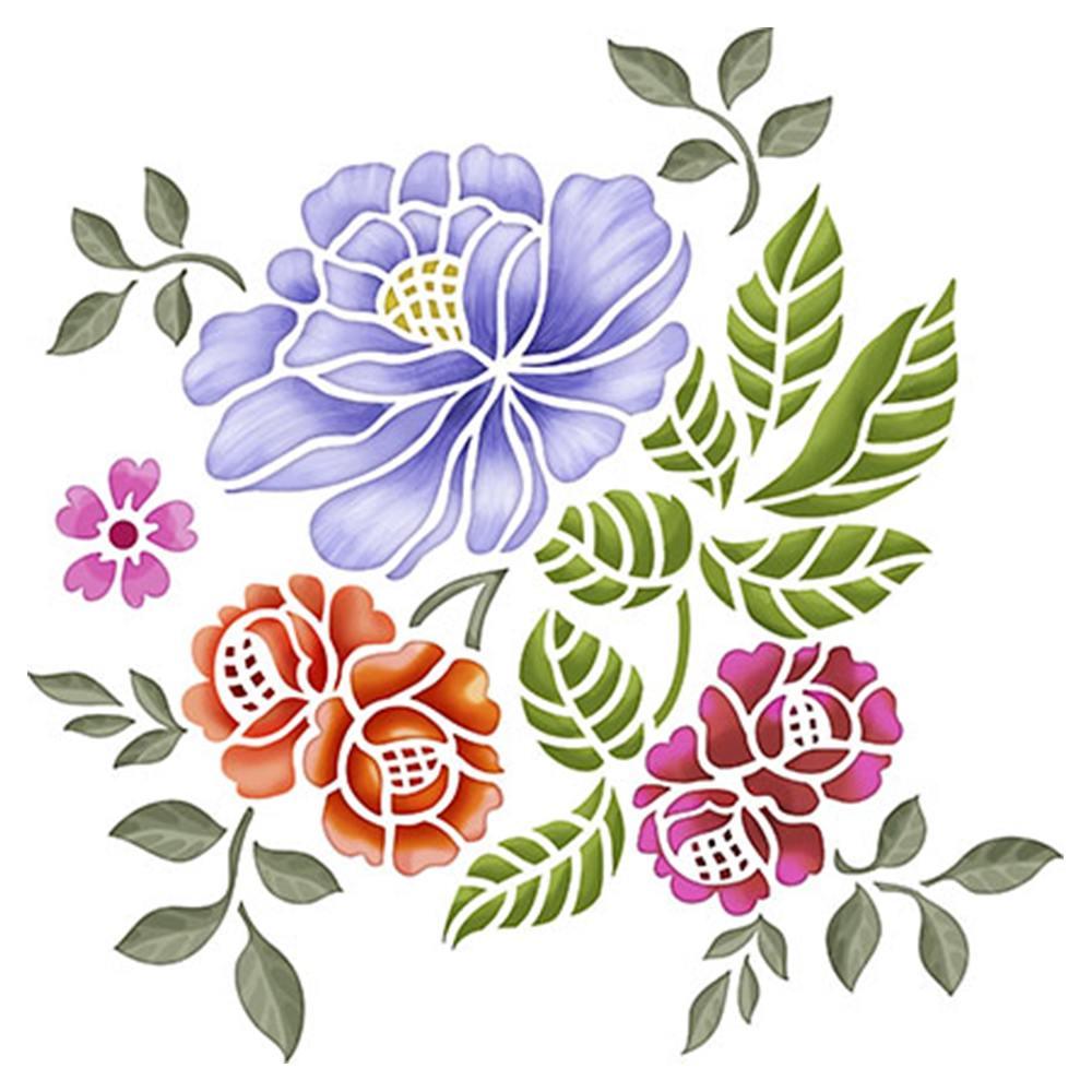 Stencil Litoarte 20x20 STXX-033 Flores I - Palácio da Arte