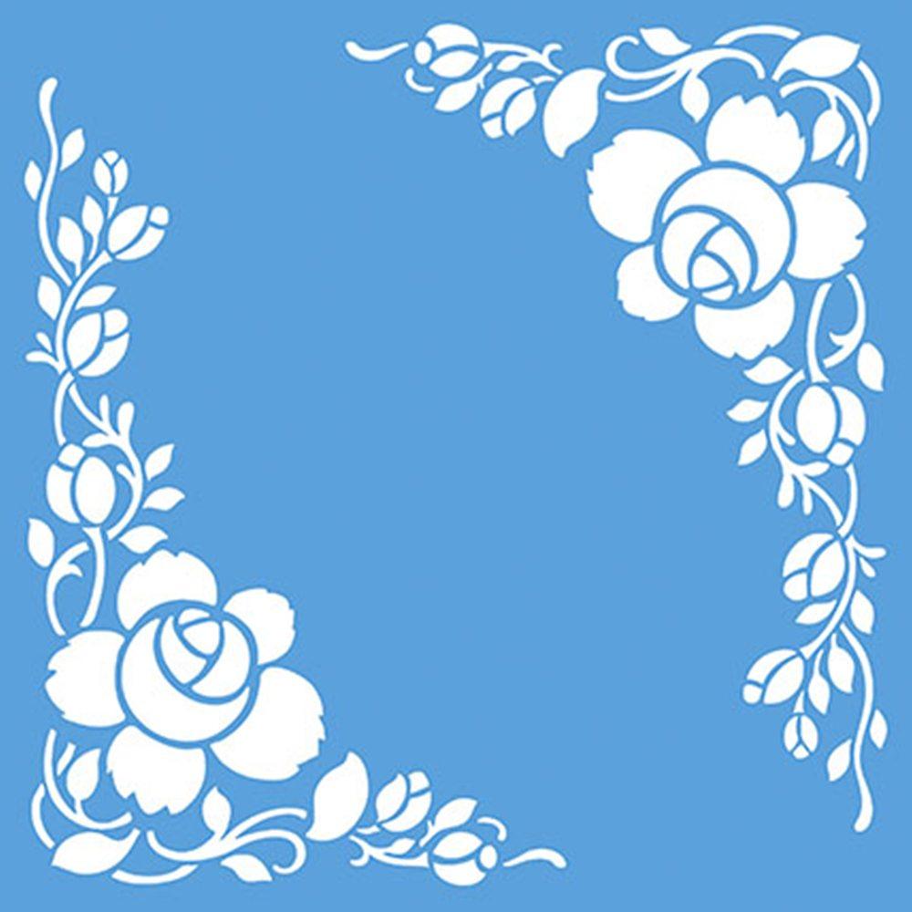 Stencil Litoarte 20x20 STXX-038 Cantoneira de Rosas - Palácio da Arte