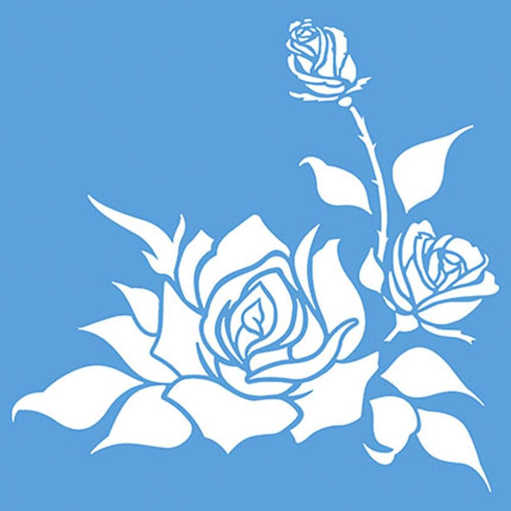 Stencil Litoarte 20x20 STXX-040 Rosas com Botões - Palácio da Arte