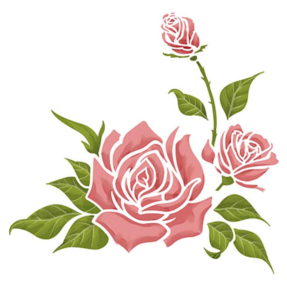 Stencil Litoarte 20x20 STXX-040 Rosas com Botões - Palácio da Arte