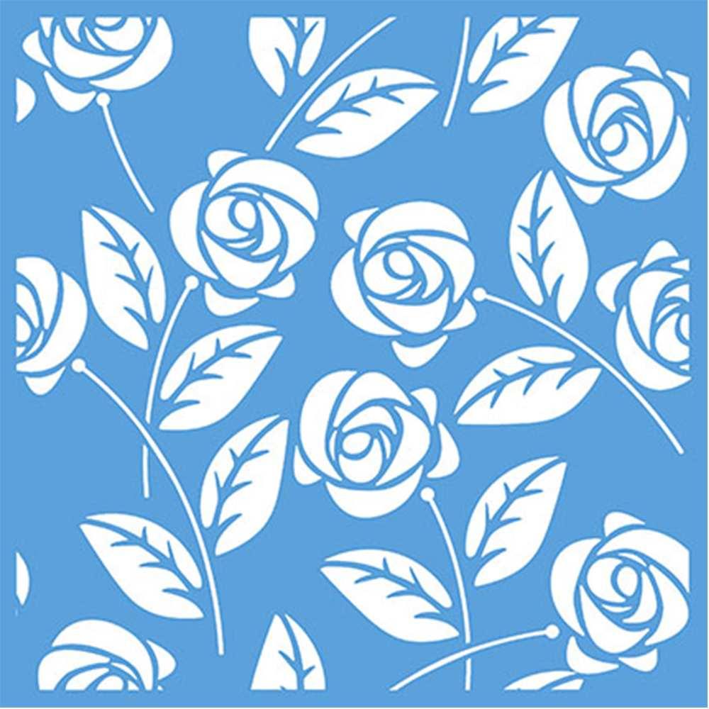 Stencil Litoarte 20x20 STXX-042 Estampa de Rosas - Palácio da Arte