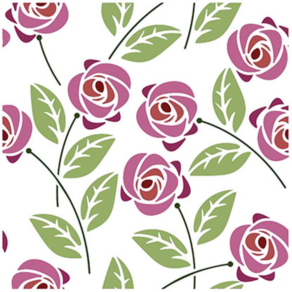 Stencil Litoarte 20x20 STXX-042 Estampa de Rosas - Palácio da Arte