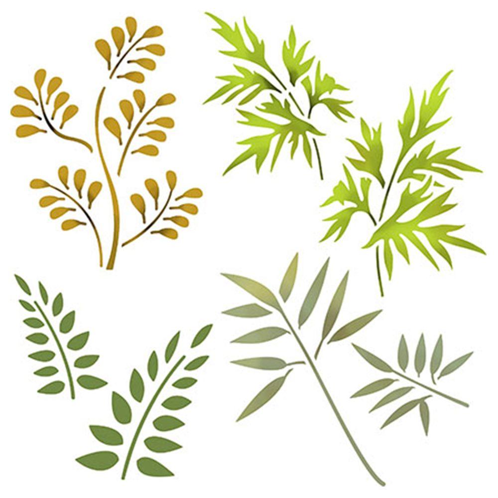 Stencil Litoarte 20x20 STXX-044 Folhas - Palácio da Arte