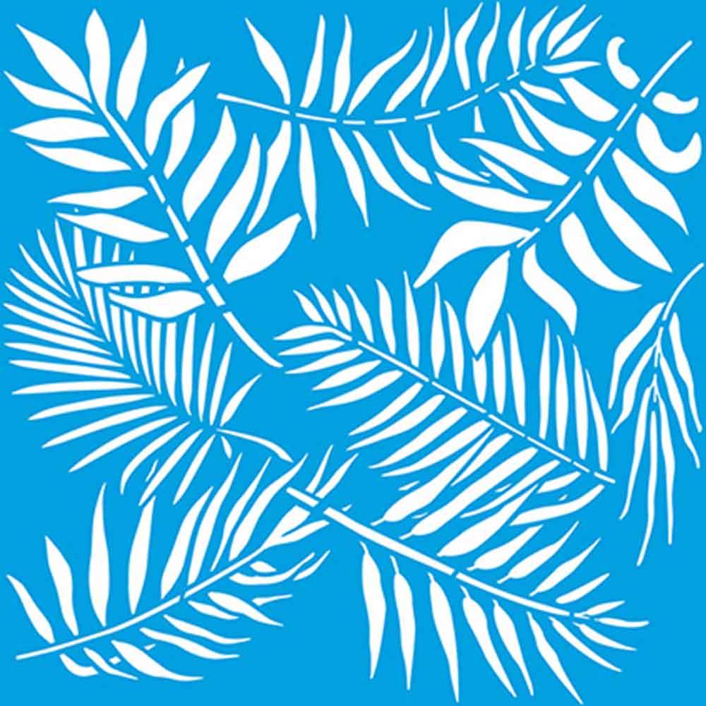 Stencil Litoarte 20x20 STXX-065 Estampa de Folhas Tropicais - Palácio da Arte