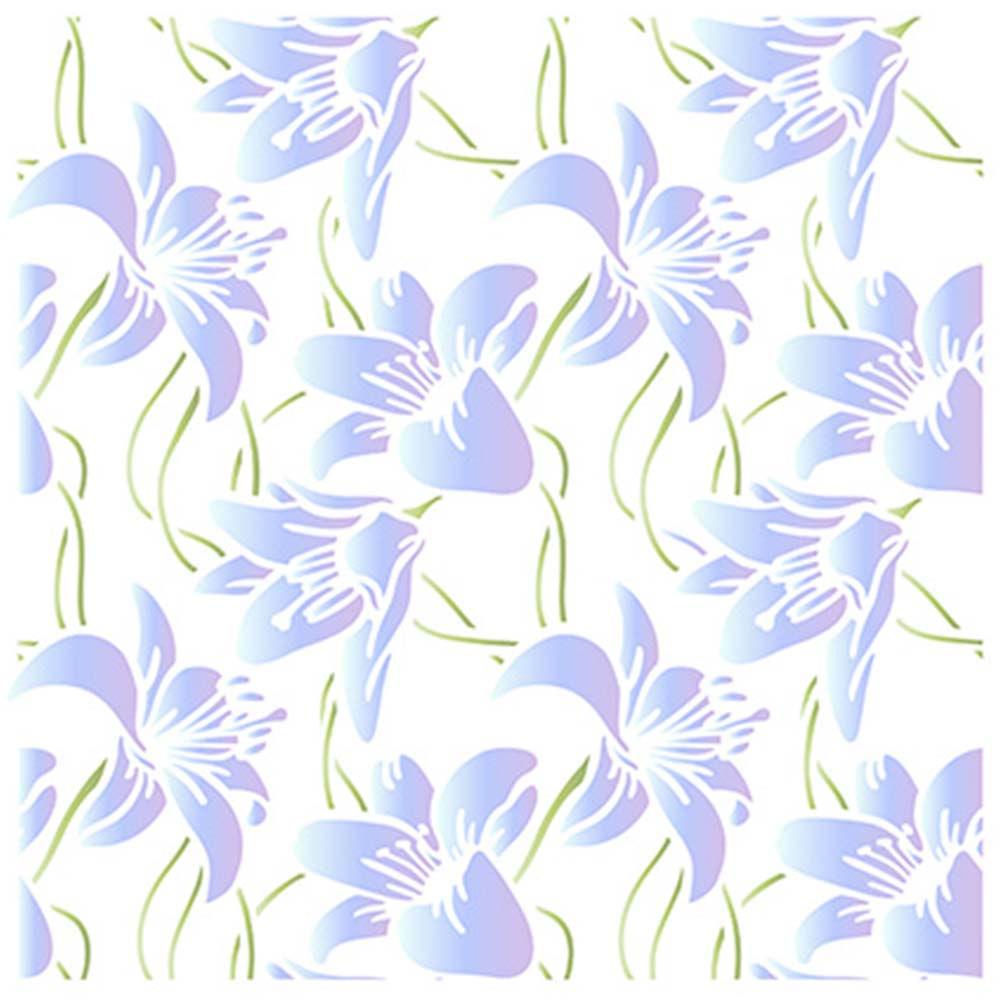 Stencil Litoarte 20x20 STXX-073 Estampa de Lírios - Palácio da Arte