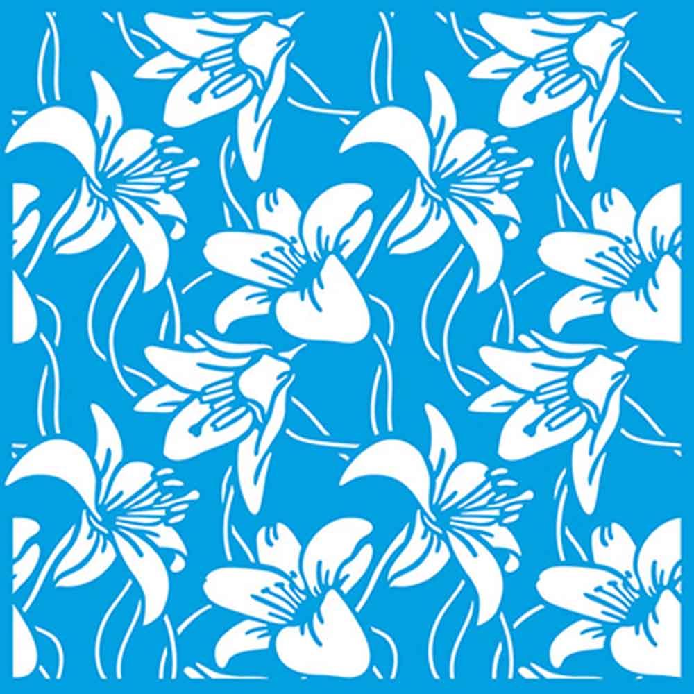 Stencil Litoarte 20x20 STXX-073 Estampa de Lírios - Palácio da Arte