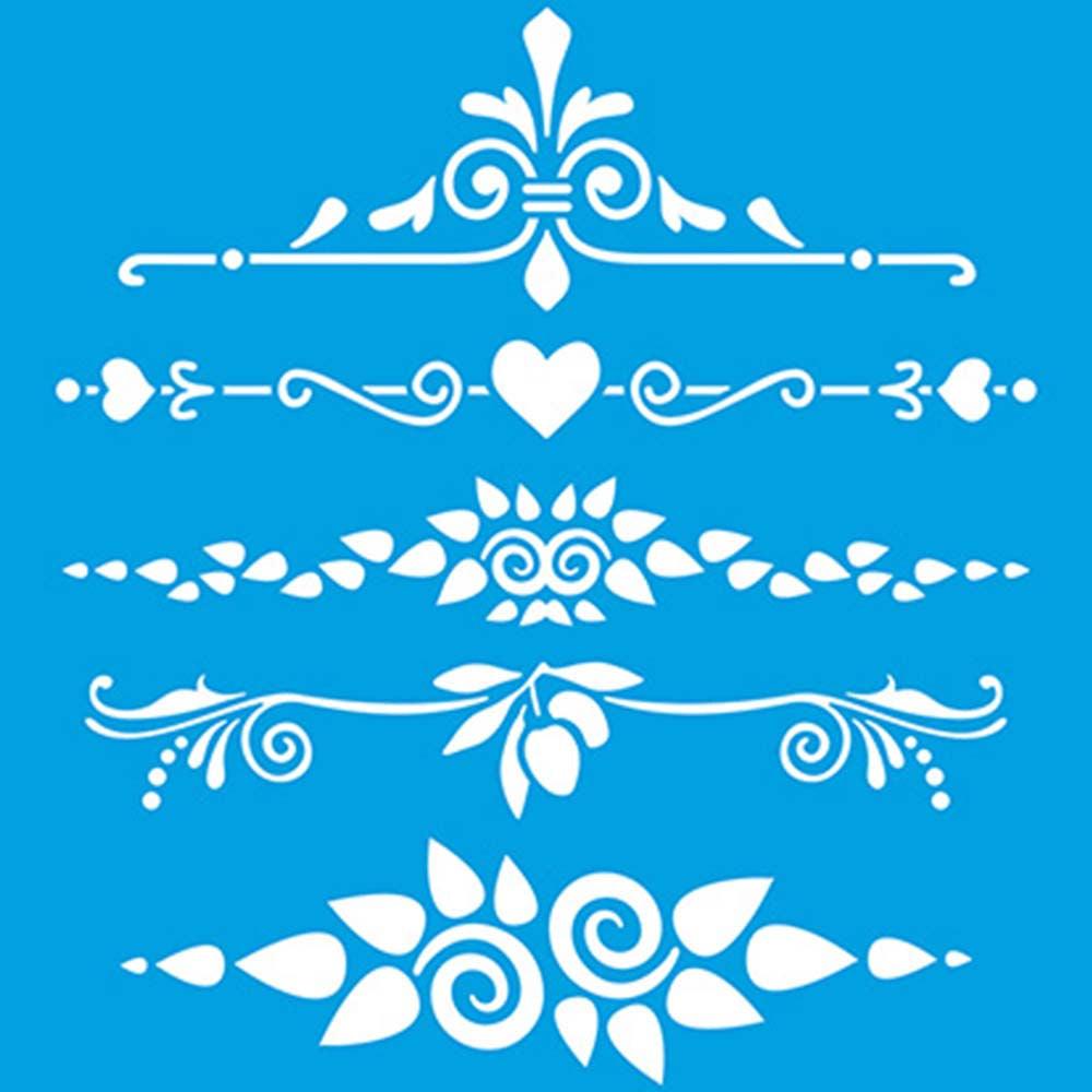 Stencil Litoarte 20x20 STXX-079 Arabescos Horizontais - Palácio da Arte