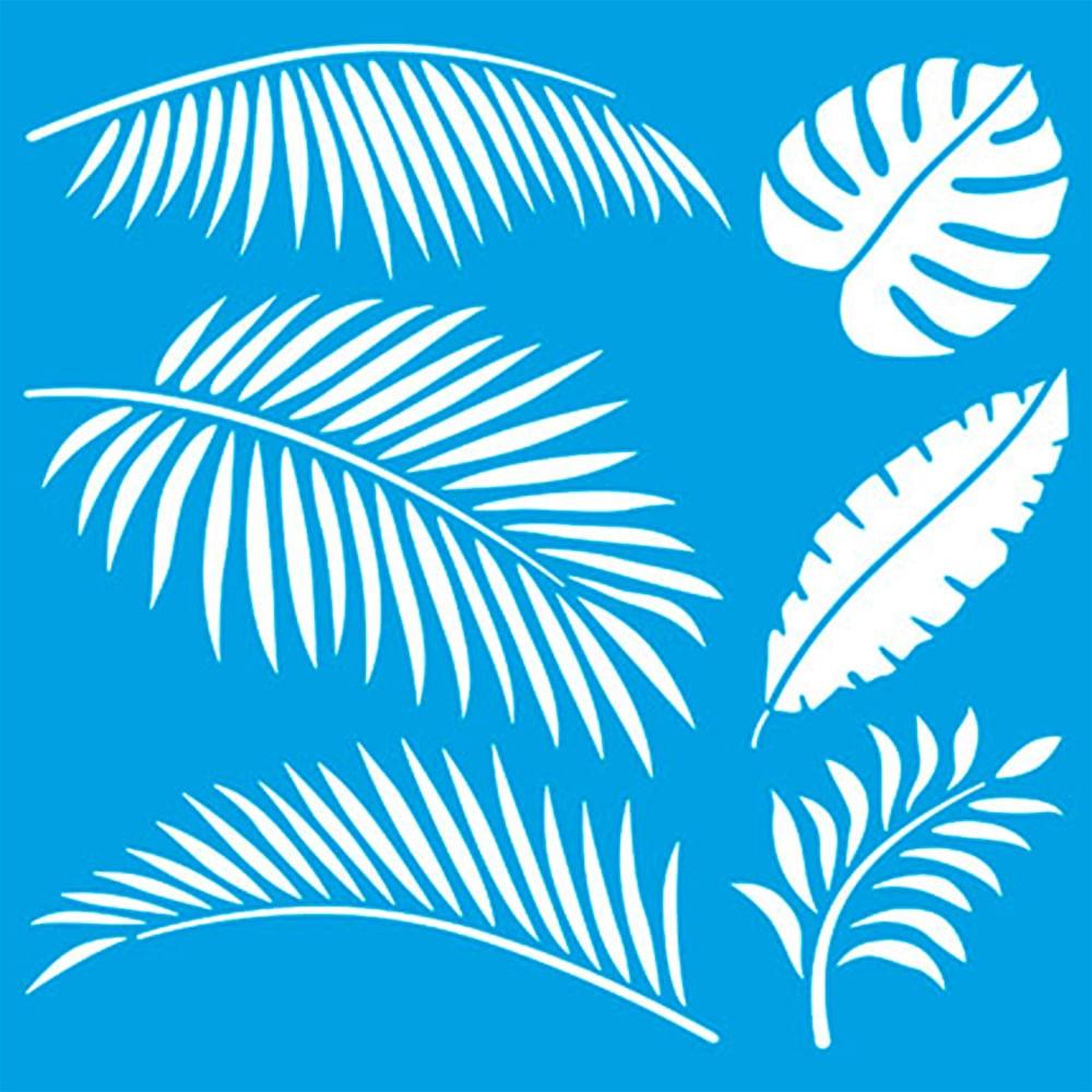 Stencil Litoarte 20x20 STXX-133 Folhas Tropicais - Palácio da Arte