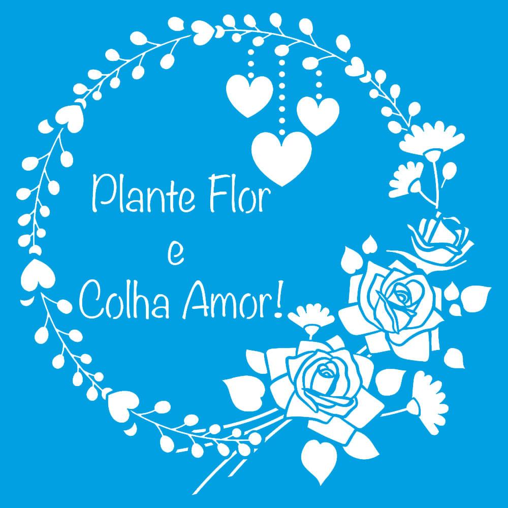 Stencil Litoarte 20x20 STXX-160 Guirlanda Rosas e Corações - Palácio da Arte