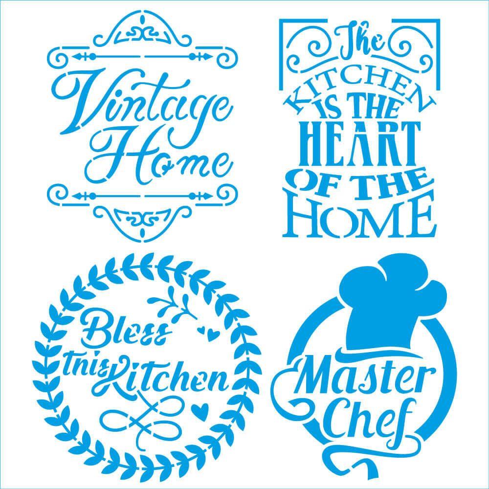 Stencil Litoarte 20x20 STXX-249 Cozinha Selos - Palácio da Arte