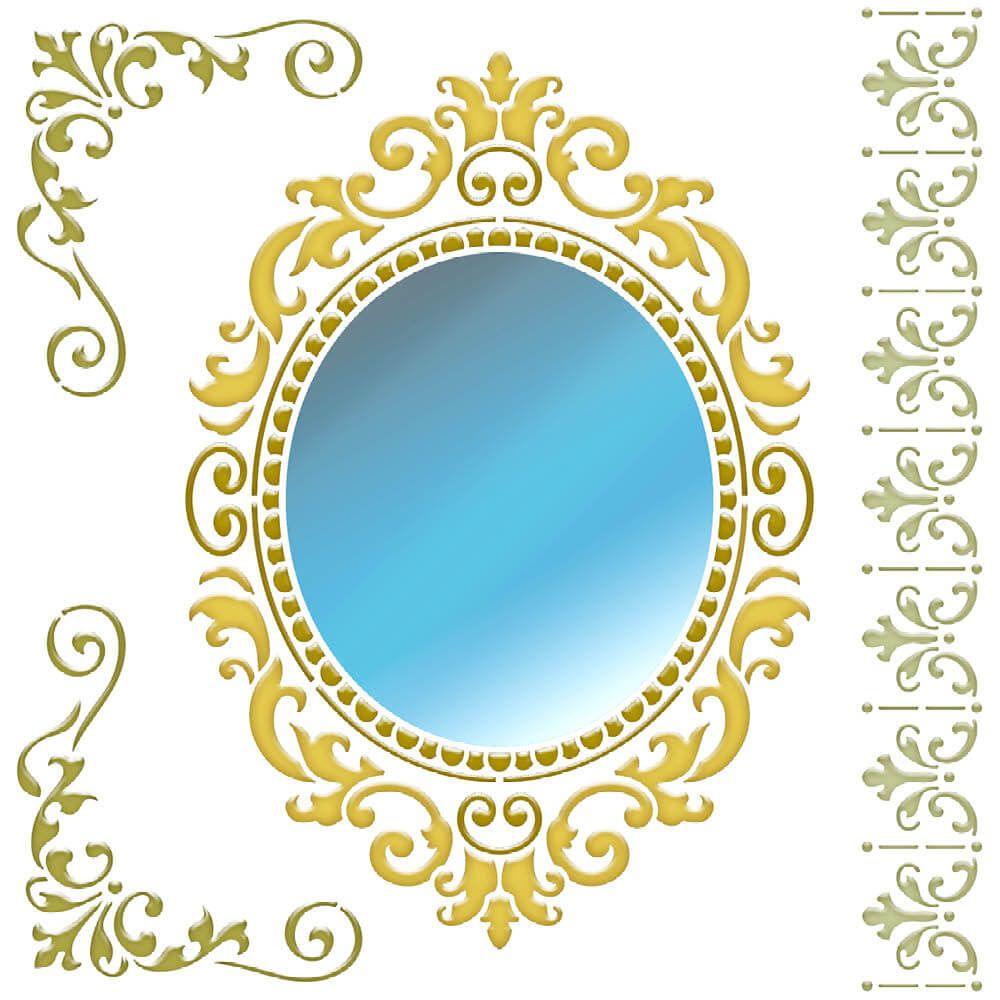 Stencil Litoarte 20x20 STXX-250 Moldura e Arabescos - Palácio da Arte