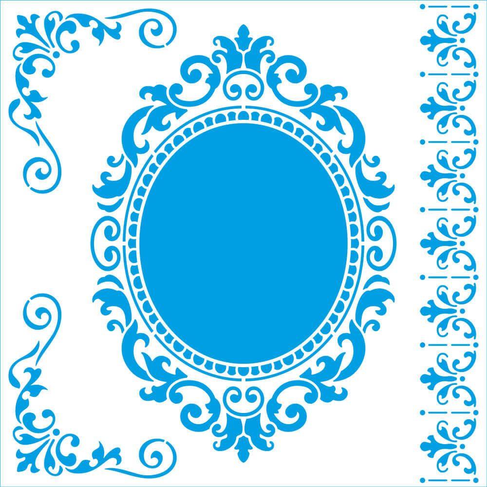 Stencil Litoarte 20x20 STXX-250 Moldura e Arabescos - Palácio da Arte