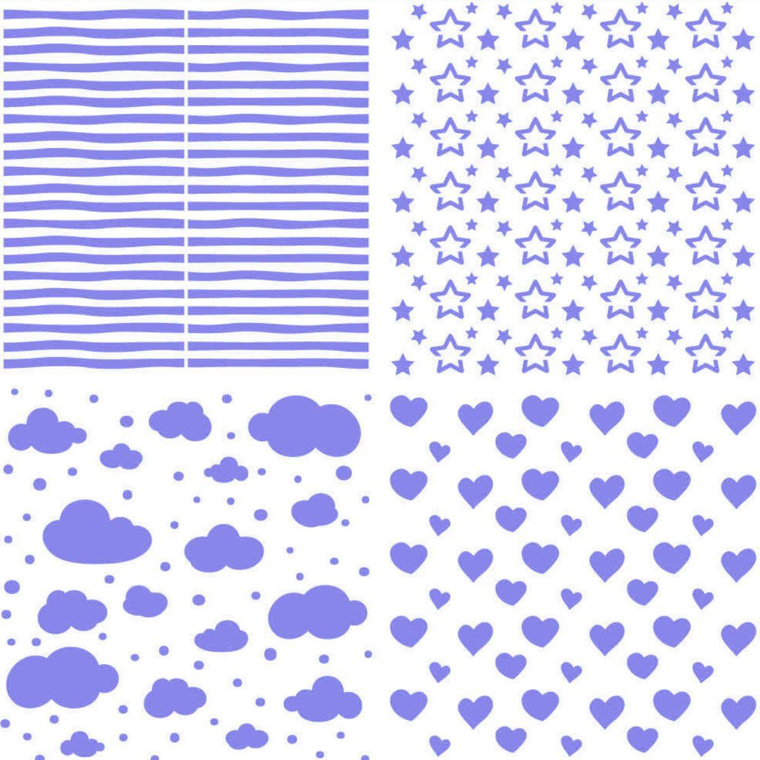 Stencil Litoarte 20x20 STXX-274 Linhas Estrelas Nuvens e Coração - Palácio da Arte