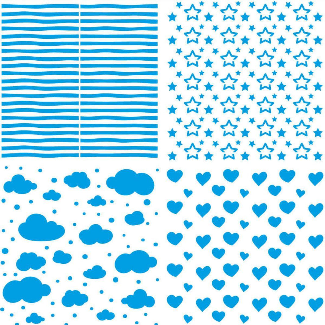 Stencil Litoarte 20x20 STXX-274 Linhas Estrelas Nuvens e Coração - Palácio da Arte