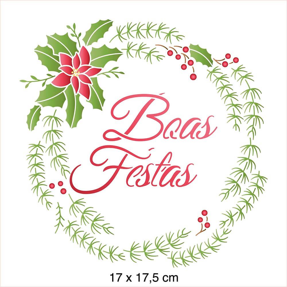 Stencil Litoarte 20x20 STXXN-012 Natal Guirlanda Boas Festas - Palácio da Arte